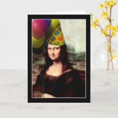 Mona Lisa Happy Birthday Party Pet Kaart (Gele Bloem)