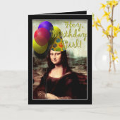 Mona Lisa Happy Birthday Party Pet Kaart (Gele Bloem)