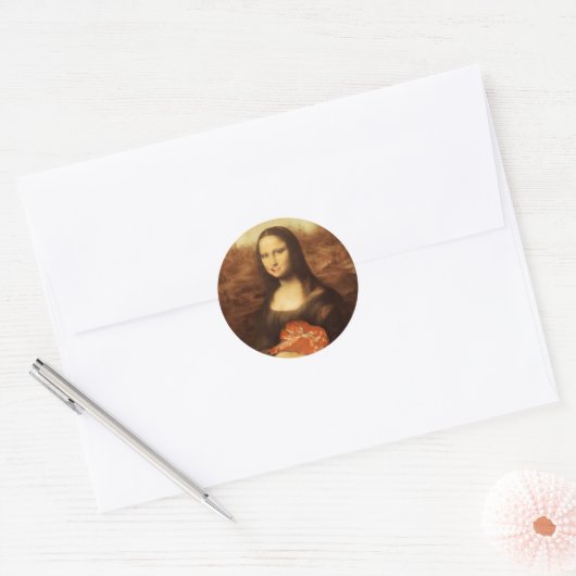 Mona Lisa Hart Valentijnsdag Kus Ronde Sticker (Envelop)