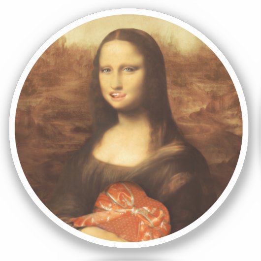 Mona Lisa Hart Valentijnsdag Kus Sticker (Voorkant)