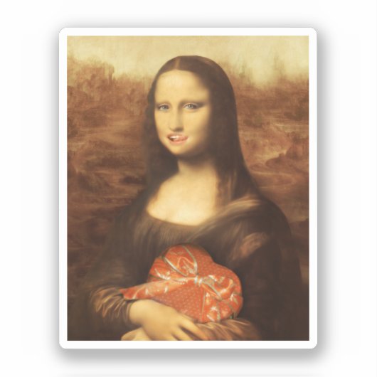 Mona Lisa Hart Valentijnsdag Kus Sticker (Voorkant)