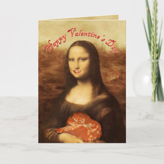 Mona Lisa Heart Valentijnsdag Kiss Feestdagen Kaart (Voorkant)