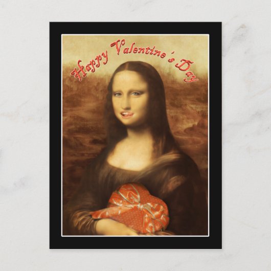 Mona Lisa Heart Valentijnsdag Kiss Feestdagenkaart (Voorkant)