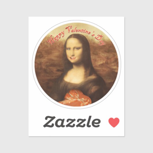 Mona Lisa Heart Valentine's Day Kiss Sticker (Vel)