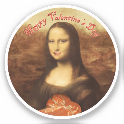 Mona Lisa Heart Valentine's Day Kiss Sticker (Voorkant)
