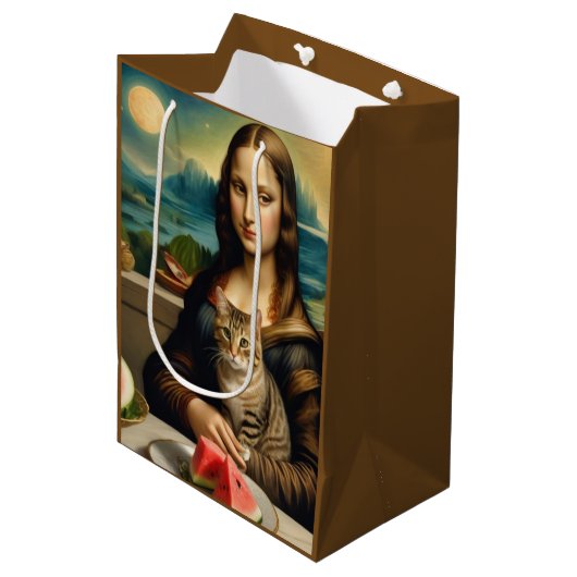 Mona Lisa &her cat - Summer vibes \ Medium Cadeauzakje (Voorkant Gekanteld)