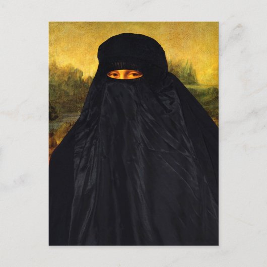 Mona Lisa Hidden Behind Burqa Briefkaart (Voorkant)