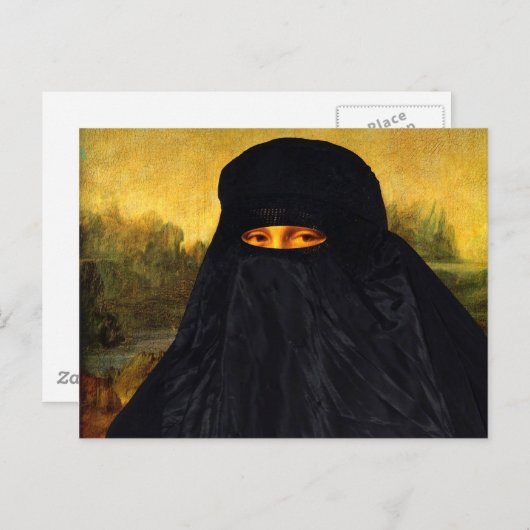 Mona Lisa Hidden Behind Burqa Briefkaart (Voorkant / Achterkant)