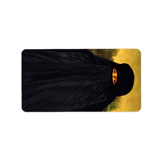 Mona Lisa Hidden Behind Burqa Etiket (Voorkant)
