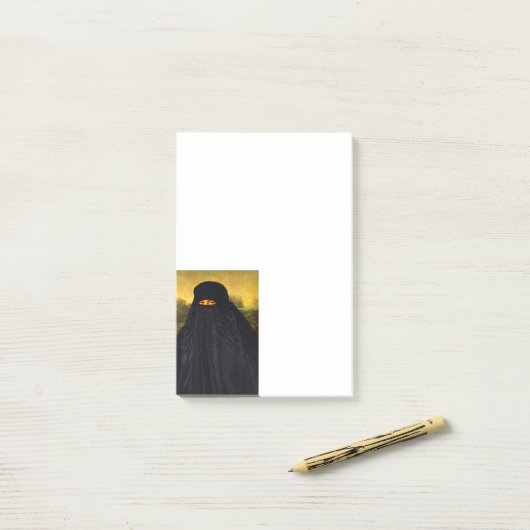 Mona Lisa Hidden Behind Burqa Post-it® Notes (Op bureau)