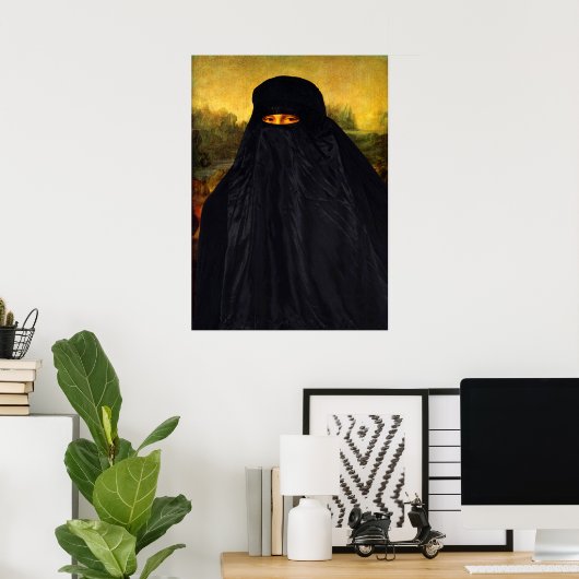 Mona Lisa Hidden Behind Burqa Poster (Thuiskantoor)