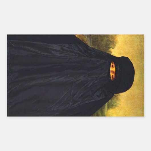 Mona Lisa Hidden Behind Burqa Rechthoekige Sticker (Voorkant)