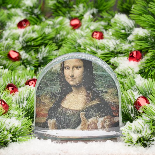 Mona Lisa holding her cat Cat lovers funny Sneeuwbol (Kerstmis)