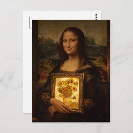 Mona Lisa Holds a Van Gogh Briefkaart (Voorkant / Achterkant)