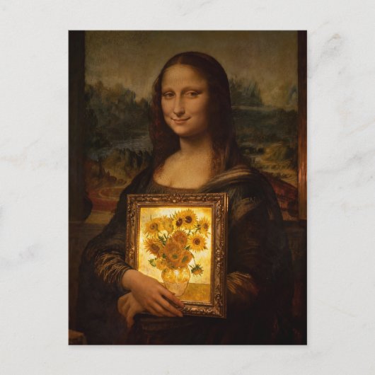 Mona Lisa Holds a Van Gogh Briefkaart (Voorkant)