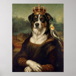 Mona Lisa Hond met Cockatiel Papegaai Fijne Kunst  Poster