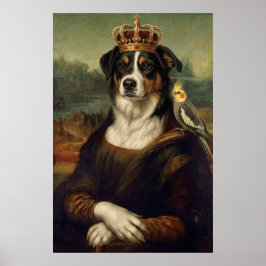 Mona Lisa Hond met Cockatiel Papegaai Fijne Kunst  Poster
