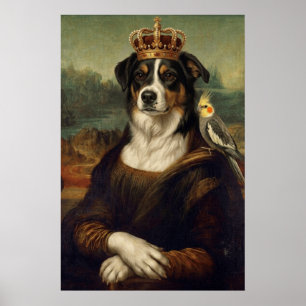 Mona Lisa Hond met Cockatiel Papegaai Fijne Kunst Poster