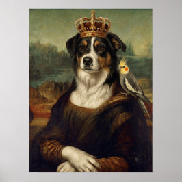 Mona Lisa Hond met Cockatiel Papegaai Fijne Kunst  Poster