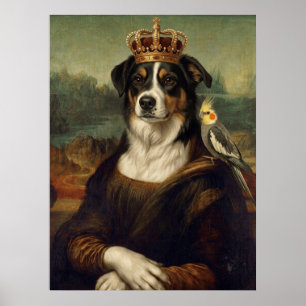 Mona Lisa Hond met Cockatiel Papegaai Fijne Kunst Poster