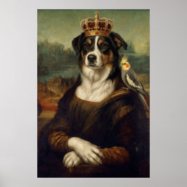 Mona Lisa Hond met Cockatiel Papegaai Fijne Kunst  Poster
