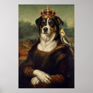 Mona Lisa Hond met Cockatiel Papegaai Fijne Kunst Poster