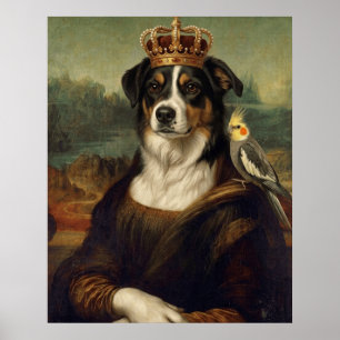 Mona Lisa Hond met Cockatiel Papegaai Fijne Kunst Poster