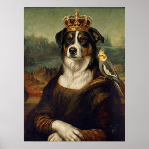 Mona Lisa Hond met Cockatiel Papegaai Fijne Kunst Poster