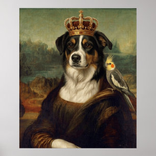Mona Lisa Hond met Cockatiel Papegaai Fijne Kunst Poster