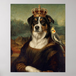 Mona Lisa Hond met Cockatiel Papegaai Fijne Kunst  Poster