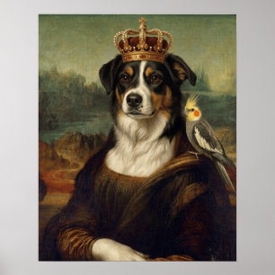 Mona Lisa Hond met Cockatiel Papegaai Fijne Kunst Poster