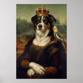 Mona Lisa Hond met Cockatiel Papegaai Fijne Kunst  Poster