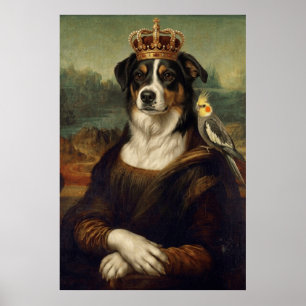Mona Lisa Hond met Cockatiel Papegaai Fijne Kunst Poster
