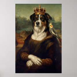 Mona Lisa Hond met Cockatiel Papegaai Fijne Kunst  Poster