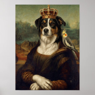 Mona Lisa-hond met Cockatiel-papegaai Fijne Kunst Poster
