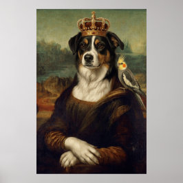 Mona Lisa Hond met Cockatiel Papegaai Fijne Kunst  Poster