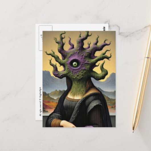 Mona Lisa Horror Briefkaart (Voorkant / Achterkant in situ)