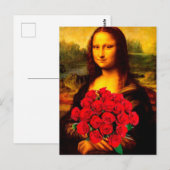 Mona Lisa houdt de rode rozen Leonardo Da Vinci va Briefkaart (Voorkant / Achterkant)