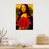 Mona Lisa houdt de rode rozen Leonardo Da Vinci va Poster (Keuken)