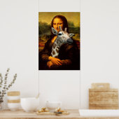Mona Lisa houdt een Giraffe in de lucht Poster (Keuken)