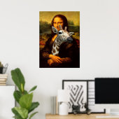 Mona Lisa houdt een Giraffe in de lucht Poster (Thuiskantoor)