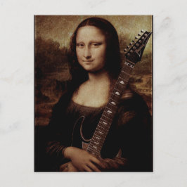 Mona Lisa houdt een gitaar vast Briefkaart