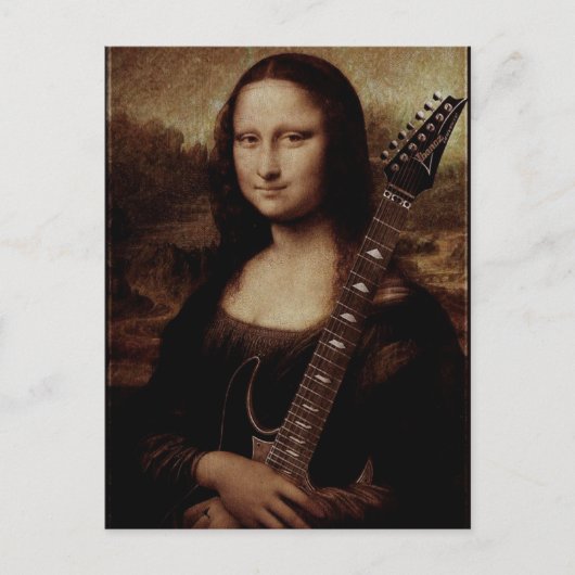 Mona Lisa houdt een gitaar vast Briefkaart (Voorkant)