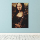 Mona Lisa houdt een gitaar vast Canvas Afdruk (Insitu (Houten vloer))