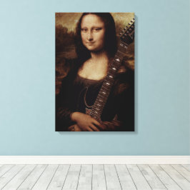 Mona Lisa houdt een gitaar vast Canvas Afdruk