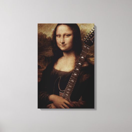 Mona Lisa houdt een gitaar vast Canvas Afdruk (Voorkant)