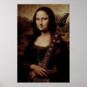 Mona Lisa houdt een gitaar vast Poster (Voorkant)
