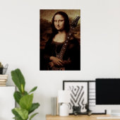 Mona Lisa houdt een gitaar vast Poster (Thuiskantoor)