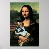 Mona Lisa houdt een hond en een bot vast Poster (Voorkant)