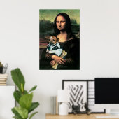 Mona Lisa houdt een hond en een bot vast Poster (Thuiskantoor)